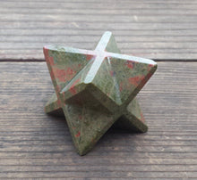 Load image into Gallery viewer, Large (50mm) UNAKITE Natural Gemstone Merkaba Star (One)
