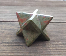 Load image into Gallery viewer, Large (50mm) UNAKITE Natural Gemstone Merkaba Star (One)