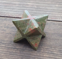 Load image into Gallery viewer, Large (50mm) UNAKITE Natural Gemstone Merkaba Star (One)