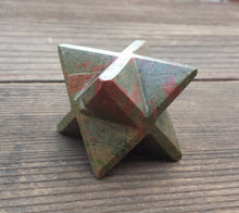 Load image into Gallery viewer, Large (50mm) UNAKITE Natural Gemstone Merkaba Star (One)
