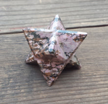 Load image into Gallery viewer, Large (50mm) RHODONITE Natural Gemstone Merkaba Star (One)