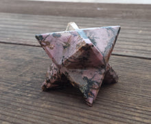 Load image into Gallery viewer, Large (50mm) RHODONITE Natural Gemstone Merkaba Star (One)