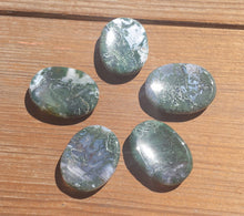 Load image into Gallery viewer, MOSS AGATE Worry Stone Natural Stone Hand Carved Gemstone Worry Stone
