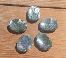 Load image into Gallery viewer, MOSS AGATE Worry Stone Natural Stone Hand Carved Gemstone Worry Stone