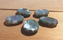 Load image into Gallery viewer, MOSS AGATE Worry Stone Natural Stone Hand Carved Gemstone Worry Stone