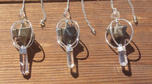 Load image into Gallery viewer, Natural PYRITE Gemstone 3 Stone Merkaba Spinning Star Faceted Pendulumn