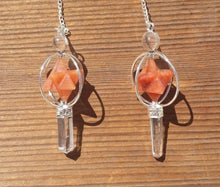 Load image into Gallery viewer, Natural RED AVENTURINE Gemstone 3 Stone Merkaba Spinning Star Faceted Pendulum