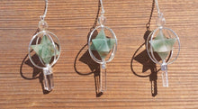 Load image into Gallery viewer, Natural GREEN AVENTURINE Gemstone 3 Stone Merkaba Spinning Star Faceted Pendulum