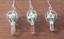 Load image into Gallery viewer, Natural AMAZONITE Gemstone 3 Stone Merkaba Spinning Star Faceted Pendulum