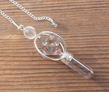 Load image into Gallery viewer, Natural SMOKEY QUARTZ Gemstone 3 Stone Merkaba Spinning Star Faceted Pendulum