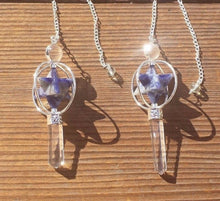 Load image into Gallery viewer, Natural SODALITE Gemstone 3 Stone Merkaba Spinning Star Faceted Pendulum
