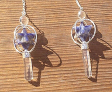 Load image into Gallery viewer, Natural SODALITE Gemstone 3 Stone Merkaba Spinning Star Faceted Pendulum