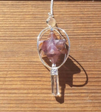 Load image into Gallery viewer, Natural AMETHYST Gemstone 3 Stone Merkaba Spinning Star Faceted Pendulum