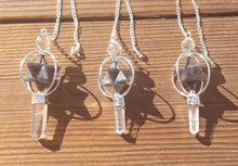 Load image into Gallery viewer, Natural BLUE AVENTURINE Gemstone 3 Stone Merkaba Spinning Star Faceted Pendulum