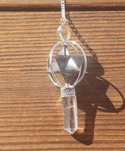 Load image into Gallery viewer, Natural BLUE AVENTURINE Gemstone 3 Stone Merkaba Spinning Star Faceted Pendulum