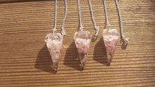 Load image into Gallery viewer, ORGONE ROSE QUARTZ Gemstone Faceted Orgone Pendulum
