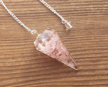 Load image into Gallery viewer, ORGONE ROSE QUARTZ Gemstone Faceted Orgone Pendulum
