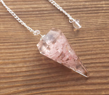 Load image into Gallery viewer, ORGONE ROSE QUARTZ Gemstone Faceted Orgone Pendulum