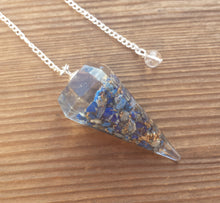 Load image into Gallery viewer, ORGONE LAPIS LAZULI Gemstone Faceted Orgone Pendulum