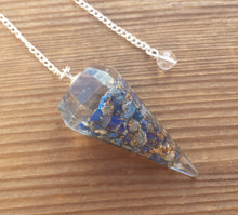 Load image into Gallery viewer, ORGONE LAPIS LAZULI Gemstone Faceted Orgone Pendulum