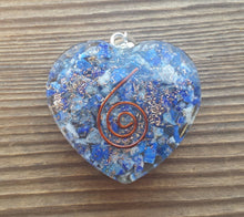 Load image into Gallery viewer, ORGONE LAPIS LAZULI Gemstone Heart Shaped Pendant Orgone (One)