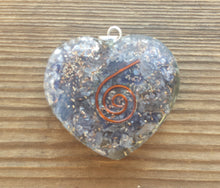 Load image into Gallery viewer, ORGONE BLUE AVENTURINE Gemstone Heart Shaped Pendant Orgone (One)