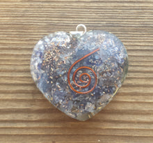 Load image into Gallery viewer, ORGONE BLUE AVENTURINE Gemstone Heart Shaped Pendant Orgone (One)