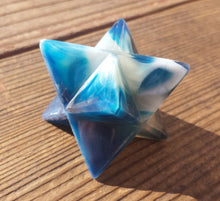 Load image into Gallery viewer, Large (50mm) BLUE ONYX Natural Gemstone Merkaba Star (One)