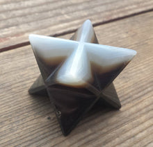 Load image into Gallery viewer, Large (50mm) GREY AGATE Natural Gemstone Merkaba Star (One)