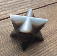 Load image into Gallery viewer, Large (50mm) GREY AGATE Natural Gemstone Merkaba Star (One)