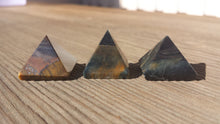 Load image into Gallery viewer, BLUE TIGER EYE natural small gemstone crystal pyramid 20-22