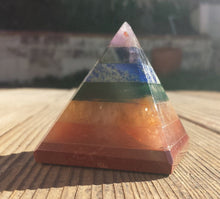 Load image into Gallery viewer, 7 CHAKRA BONDED Natural Large Gemstone Crystal Pyramid 45-55MM