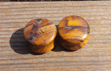 Load image into Gallery viewer, Pair of Real SUNSET JASPER Plugs Gauges Body Jewelry Double Flared - Pick Size
