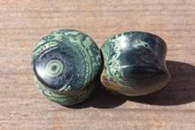 Load image into Gallery viewer, Pair of Real GREEN EYE JASPER Plugs Gauges Body Jewelry Double Flared - Pick Size