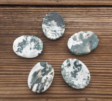 Load image into Gallery viewer, TREE AGATE Worry Stone Natural Stone Hand Carved Gemstone Worry Stone
