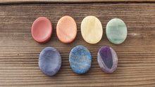 Load image into Gallery viewer, 7 CHAKRA Worry Stone SET Natural Stone Hand Carved Gemstone Worry Stone Set