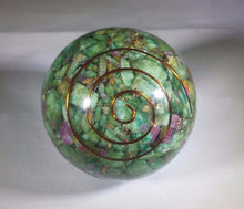 Load image into Gallery viewer, Large (60-70mm) RUBY IN FUCHSITE stone Orgone Gemstone Sphere Orgone Sphere