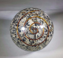 Load image into Gallery viewer, LARGE (60-70mm) DALMATIAN JASPER stone Orgone Gemstone Sphere Orgone Sphere