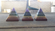 Load image into Gallery viewer, 7 CHAKRA BONDED natural medium gemstone crystal pyramid 35-40MM