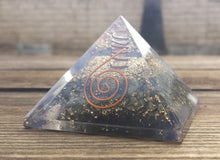 Load image into Gallery viewer, LARGE (60-65mm) PYRITE Orgone Gemstone Pyramid Large Pyramid Orgone