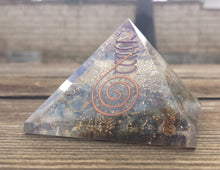 Load image into Gallery viewer, Large (60-65mm) KYANITE Orgone Gemstone Pyramid Large Pyramid Orgone