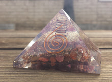 Load image into Gallery viewer, Large (60-65mm) RUBY Orgone Gemstone Pyramid Large Pyramid Orgone