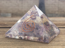Load image into Gallery viewer, Large (60-65mm) PURPLE FLUORITE Orgone Gemstone Pyramid Large Pyramid Orgone
