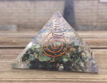 Load image into Gallery viewer, Large (60-65mm) CHRYSOCOLLA Orgone Gemstone Pyramid Large Pyramid Orgone