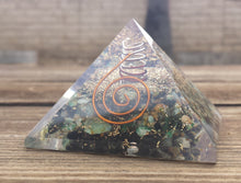 Load image into Gallery viewer, Large (60-65mm) CHRYSOCOLLA Orgone Gemstone Pyramid Large Pyramid Orgone