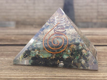 Load image into Gallery viewer, Large (60-65mm) CHRYSOCOLLA Orgone Gemstone Pyramid Large Pyramid Orgone