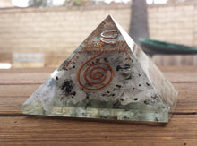 Load image into Gallery viewer, Extra Large (70-75mm) RAINBOW MOONSTONE Orgone Gemstone Pyramid X-Large Pyramid Orgone