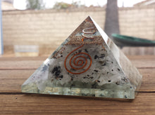 Load image into Gallery viewer, Extra Large (70-75mm) RAINBOW MOONSTONE Orgone Gemstone Pyramid X-Large Pyramid Orgone