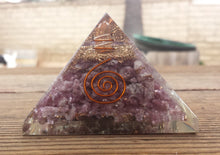 Load image into Gallery viewer, Extra Large (70-75mm) LEPIDOLITE Orgone Gemstone Pyramid X-Large Pyramid Orgone