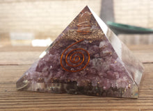 Load image into Gallery viewer, Extra Large (70-75mm) LEPIDOLITE Orgone Gemstone Pyramid X-Large Pyramid Orgone